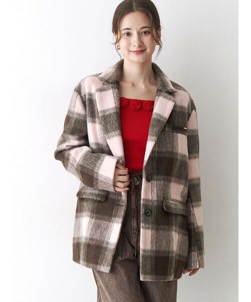 ミニシャギーテーラードコート ミックス色 ミニシャギーテーラードコート（テーラードジャケット）｜CALNAMUR