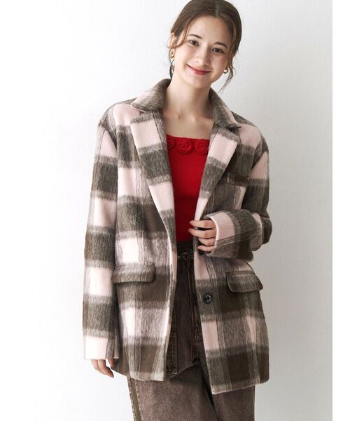 CALNAMUR（カルナムール）の「ミニシャギーテーラードコート（テーラードジャケット・レディース・ラベンダー/その他1/グレー・FREE）」の7枚目の写真