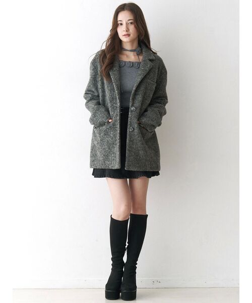 CALNAMUR（カルナムール）の「ミニシャギーテーラードコート（テーラードジャケット・レディース・ラベンダー/その他1/グレー・FREE）」の20枚目の写真