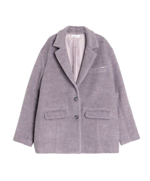 ミニシャギーテーラードコート ミックス色 ミニシャギーテーラードコート（テーラードジャケット）｜CALNAMUR