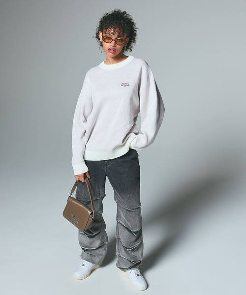 X-girl（エックスガール）の「GRADIENT DENIM EASY PANTS（デニムパンツ・レディース・ブラック/ライトインディゴブルー・XS/S/M）」の7枚目の写真