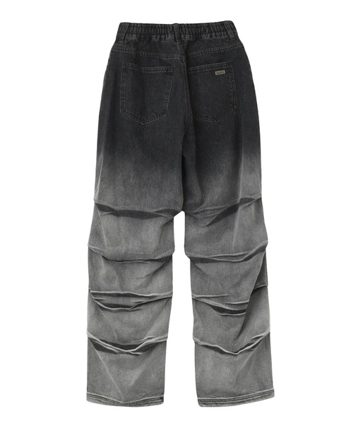 X-girl（エックスガール）の「GRADIENT DENIM EASY PANTS（デニムパンツ・レディース・ブラック/ライトインディゴブルー・XS/S/M）」の13枚目の写真