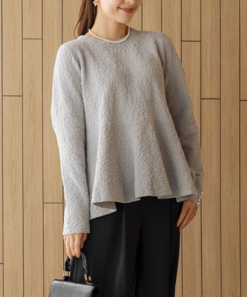 Sono（ソーノ）の「ご自宅でお洗濯可能【SONO/ソーノ】ブライトジャカードニットプルオーバー（ニット/セーター・レディース・ホワイト/ライトグレー・F）」の2枚目の写真