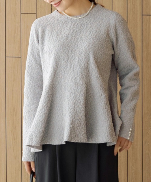 Sono（ソーノ）の「ご自宅でお洗濯可能【SONO/ソーノ】ブライトジャカードニットプルオーバー（ニット/セーター・レディース・ホワイト/ライトグレー・F）」の3枚目の写真