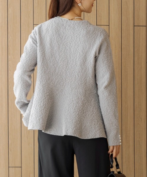 Sono（ソーノ）の「ご自宅でお洗濯可能【SONO/ソーノ】ブライトジャカードニットプルオーバー（ニット/セーター・レディース・ホワイト/ライトグレー・F）」の5枚目の写真