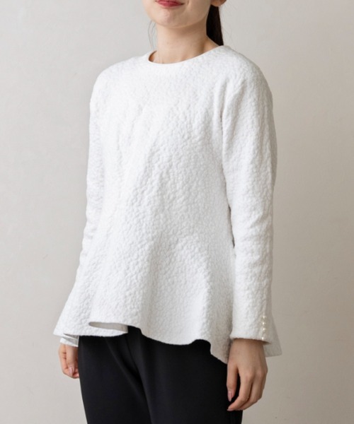 Sono（ソーノ）の「ご自宅でお洗濯可能【SONO/ソーノ】ブライトジャカードニットプルオーバー（ニット/セーター・レディース・ホワイト/ライトグレー・F）」の14枚目の写真