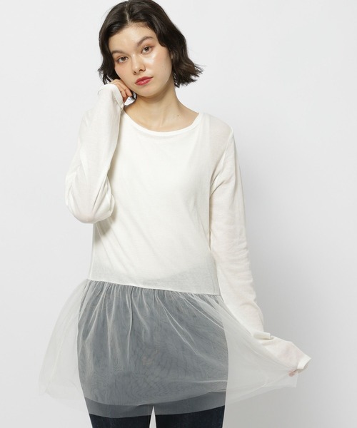 niko and...（ニコアンド）の「ペプラムインナーTシャツ（Tシャツ/カットソー・レディース・ブラック/ホワイト/オフホワイト・FREE）」の2枚目の写真