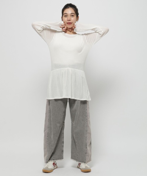 niko and...（ニコアンド）の「ペプラムインナーTシャツ（Tシャツ/カットソー・レディース・ブラック/ホワイト/オフホワイト・FREE）」の4枚目の写真