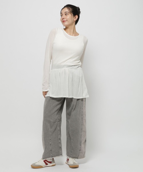 niko and...（ニコアンド）の「ペプラムインナーTシャツ（Tシャツ/カットソー・レディース・ブラック/ホワイト/オフホワイト・FREE）」の5枚目の写真