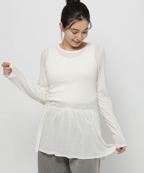 niko and...（ニコアンド）の「ペプラムインナーTシャツ（Tシャツ/カットソー・レディース・ブラック/ホワイト/オフホワイト・FREE）」の6枚目の写真