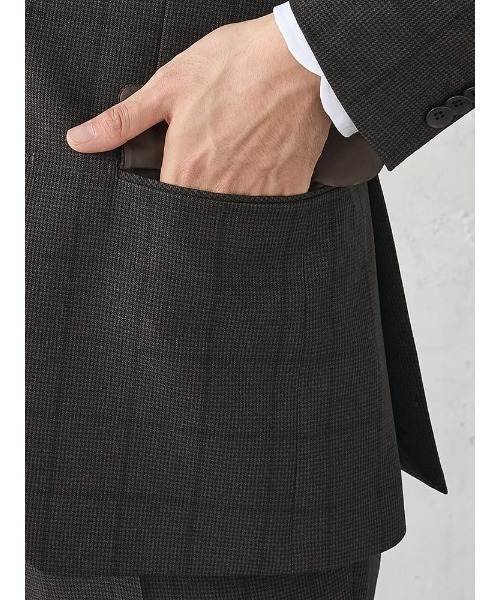 Perfect Suit FActory(パーフェクトスーツファクトリー)の「《WOOLY WASH SUIT》WEB限定スーツ【洗える/ウールライク】スリーピース 千鳥×ウィンドペン ブラウン(スーツセット・メンズ・ダークブラウン・AB5/AB6/AB7/Y5/Y6/A5/A6/A7/A4/BB6/AB4/AB8/Y4/BB7/BB8/BB5/Y7/A8)」の12枚目の写真