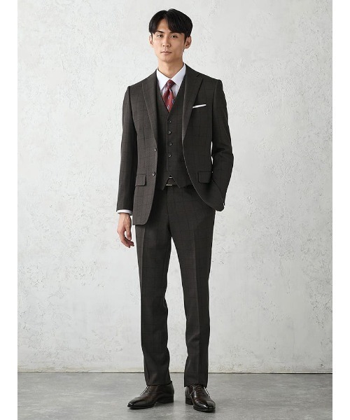 Perfect Suit FActory(パーフェクトスーツファクトリー)の「《WOOLY WASH SUIT》WEB限定スーツ【洗える/ウールライク】スリーピース 千鳥×ウィンドペン ブラウン(スーツセット・メンズ・ダークブラウン・AB5/AB6/AB7/Y5/Y6/A5/A6/A7/A4/BB6/AB4/AB8/Y4/BB7/BB8/BB5/Y7/A8)」の15枚目の写真
