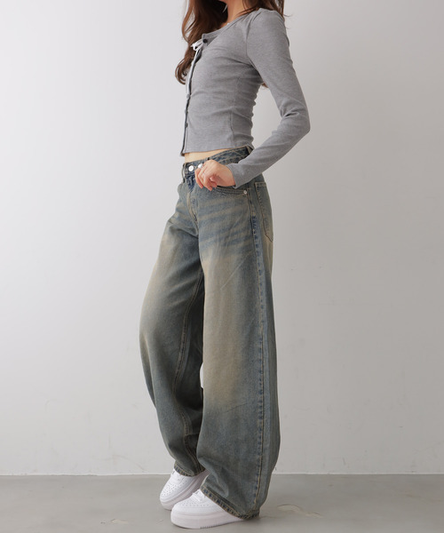VIVID LADY(ビビッドレディー)の「カーブワイドデニムパンツ(デニムパンツ・レディース・ブルー/ブラック・SMALL/MEDIUM/LARGE)」の11枚目の写真