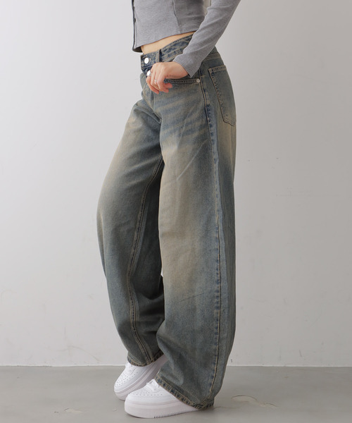 VIVID LADY(ビビッドレディー)の「カーブワイドデニムパンツ(デニムパンツ・レディース・ブルー/ブラック・SMALL/MEDIUM/LARGE)」の12枚目の写真