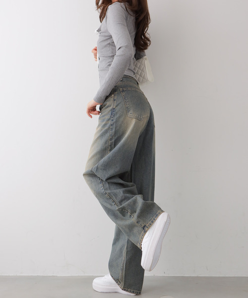 VIVID LADY(ビビッドレディー)の「カーブワイドデニムパンツ(デニムパンツ・レディース・ブルー/ブラック・SMALL/MEDIUM/LARGE)」の10枚目の写真