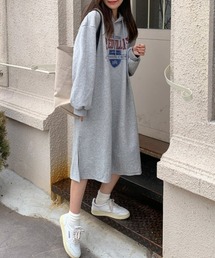 裏起毛あったかパーカーワンピース