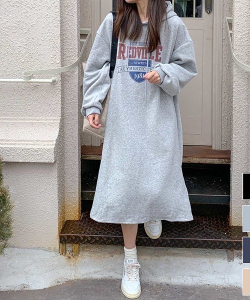 maison de LATIR(メゾンドラティール)の「裏起毛あったかパーカーワンピース(ワンピース・レディース・ブラック/ベージュ/グレー・FREE)」の11枚目の写真