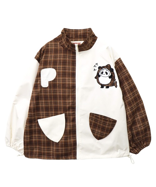 セール】サメパンダチェック切替シャカシャカジャケット(M2)（その他