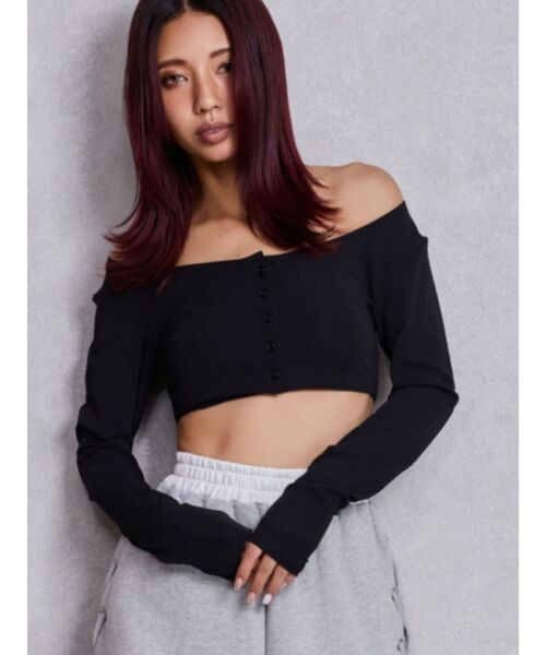 GYDA（ジェイダ）の「シアーショートトップス（Tシャツ/カットソー・レディース・ブラック/その他1・FREE）」の3枚目の写真