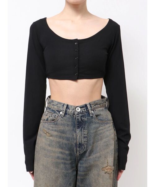 GYDA（ジェイダ）の「シアーショートトップス（Tシャツ/カットソー・レディース・ブラック/その他1・FREE）」の6枚目の写真