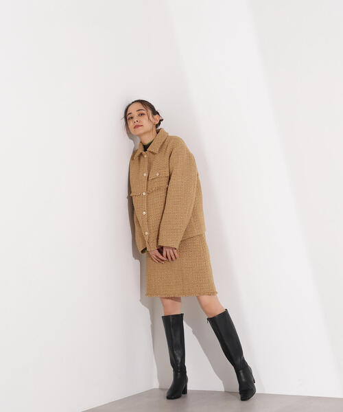 N.(N. Natural Beauty Basic)(エヌエヌナチュラルビューティーベーシック)の「ツイード SETUP スカート(スカート・レディース・キャメル/ブラック/オフホワイト・MEDIUM)」の12枚目の写真