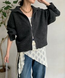 DouDou(ドゥドゥ)の【WEB限定】ダブルジップニットブルゾン(カーディガン/ボレロ)