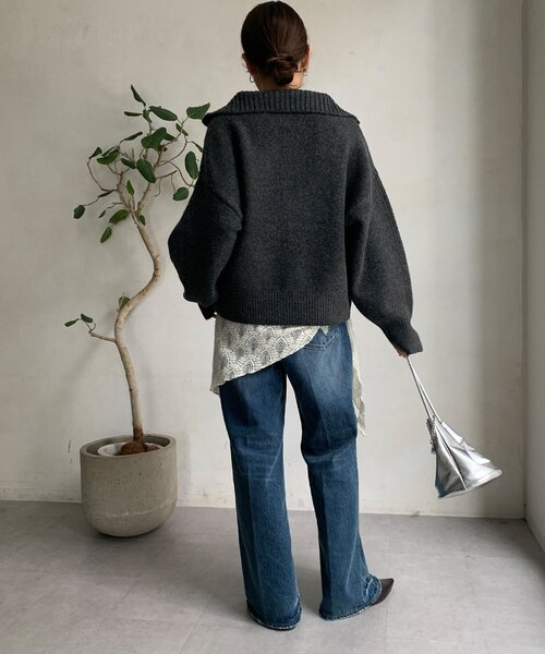 DouDou（ドゥドゥ）の「【WEB限定】ダブルジップニットブルゾン（カーディガン/ボレロ・レディース・ベージュ/チャコールグレー/ブラック・FREE）」の22枚目の写真