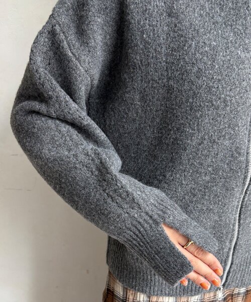 DouDou（ドゥドゥ）の「【WEB限定】ダブルジップニットブルゾン（カーディガン/ボレロ・レディース・ベージュ/チャコールグレー/ブラック・FREE）」の7枚目の写真