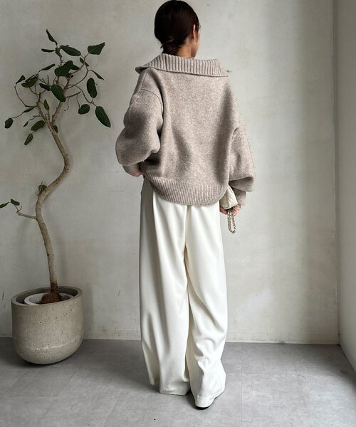 DouDou（ドゥドゥ）の「【WEB限定】ダブルジップニットブルゾン（カーディガン/ボレロ・レディース・ベージュ/チャコールグレー/ブラック・FREE）」の21枚目の写真