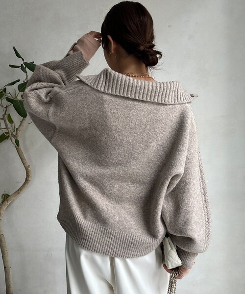 DouDou（ドゥドゥ）の「【WEB限定】ダブルジップニットブルゾン（カーディガン/ボレロ・レディース・ベージュ/チャコールグレー/ブラック・FREE）」の15枚目の写真