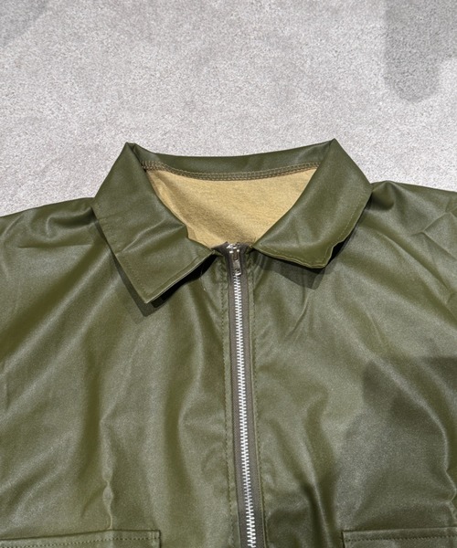 lilful(リルフル)の「ダブルジップ ショート丈PUジャケット(ブルゾン・レディース・ブラック/カーキ・F)」の6枚目の写真