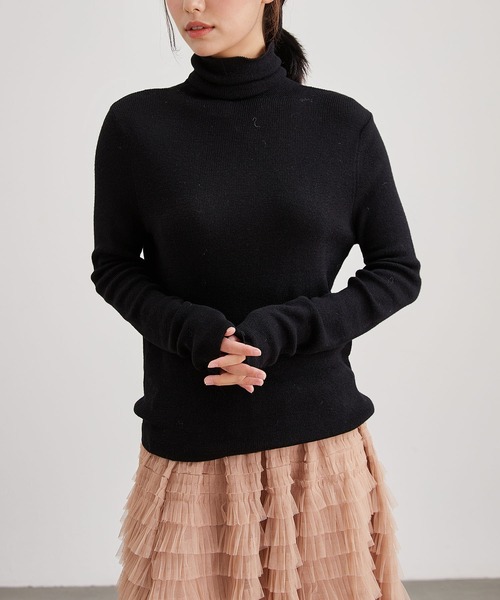 Lace Ladies(レースレディース)の「ハイネック ベーシック リブ ニット プルオーバー(ニット/セーター・レディース・ブラック/アイボリー/ブラウン/チャコールグレー/グレー・FREE)」の8枚目の写真