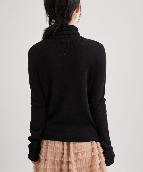 Lace Ladies(レースレディース)の「ハイネック ベーシック リブ ニット プルオーバー(ニット/セーター・レディース・ブラック/アイボリー/ブラウン/チャコールグレー/グレー・FREE)」の10枚目の写真