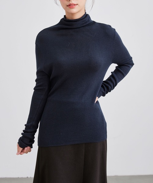 Lace Ladies(レースレディース)の「ハイネック ベーシック リブ ニット プルオーバー(ニット/セーター・レディース・ブラック/アイボリー/ブラウン/チャコールグレー/グレー・FREE)」の21枚目の写真