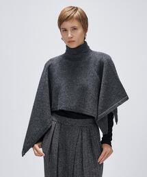 アシンメトリーニットポンチョ