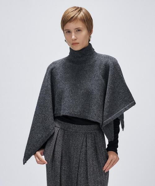 現行メゾンマルジェラ✨アシンメトリー　ニット　ポンチョコート　S グレー セール】アシンメトリーニットポンチョ（ニット/セーター）｜cloenc