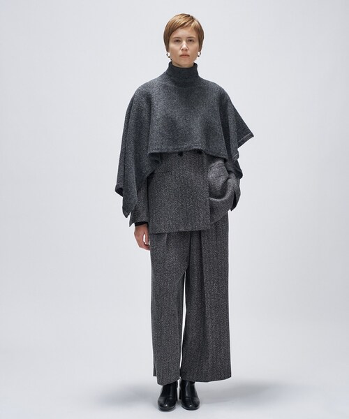 cloenc（クロエンス）の「アシンメトリーニットポンチョ（ニット/セーター・レディース・ベージュ系その他7/チャコール・02）」の7枚目の写真