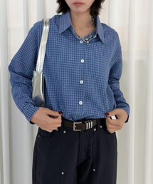 ブルーチェックシャツ