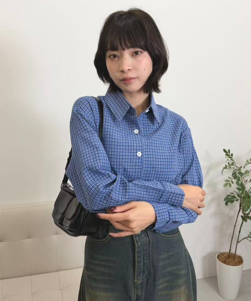 mebole(メボレ)の「ブルーチェックシャツ(シャツ/ブラウス・レディース・ブルー・FREE)」の11枚目の写真