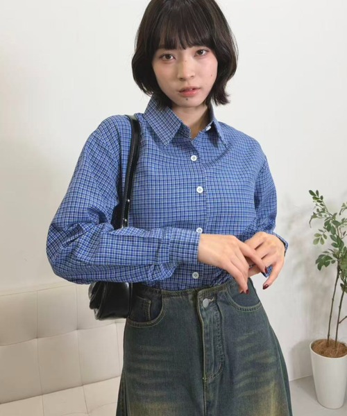 mebole(メボレ)の「ブルーチェックシャツ(シャツ/ブラウス・レディース・ブルー・FREE)」の12枚目の写真