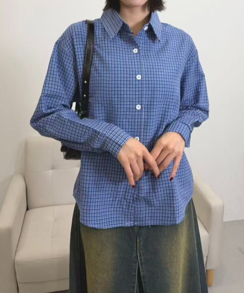 mebole(メボレ)の「ブルーチェックシャツ(シャツ/ブラウス・レディース・ブルー・FREE)」の15枚目の写真