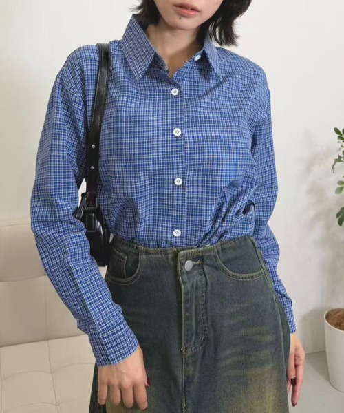 mebole(メボレ)の「ブルーチェックシャツ(シャツ/ブラウス・レディース・ブルー・FREE)」の14枚目の写真