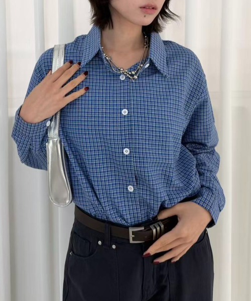 mebole(メボレ)の「ブルーチェックシャツ(シャツ/ブラウス・レディース・ブルー・FREE)」の3枚目の写真