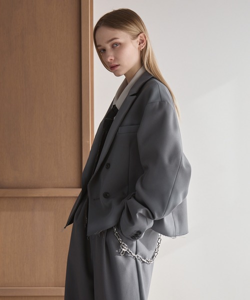 Spielio（シュピーリオ）の「【Spielio】Cut off design tailored jacket / カットオフデザインテーラードジャケット（テーラードジャケット・メンズ・ブラック/グレー・L/M/S）」の6枚目の写真