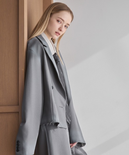 Spielio（シュピーリオ）の「【Spielio】Cut off design tailored jacket / カットオフデザインテーラードジャケット（テーラードジャケット・メンズ・ブラック/グレー・L/M/S）」の9枚目の写真