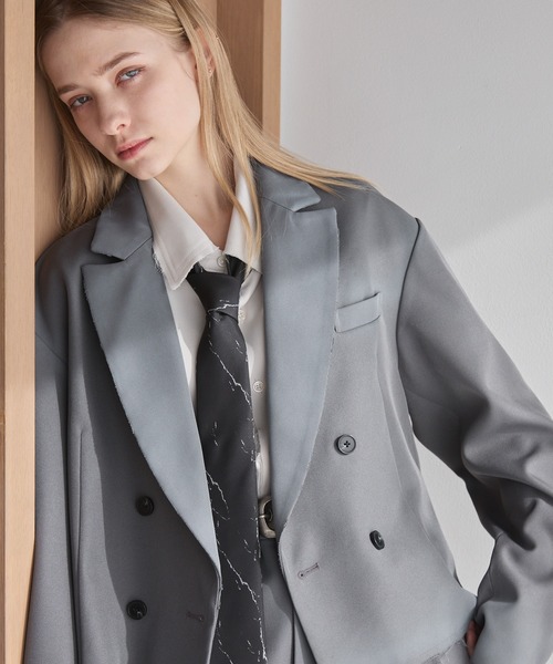 Spielio（シュピーリオ）の「【Spielio】Cut off design tailored jacket / カットオフデザインテーラードジャケット（テーラードジャケット・メンズ・ブラック/グレー・L/M/S）」の14枚目の写真