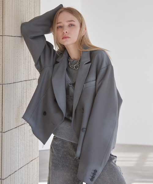 Spielio（シュピーリオ）の「【Spielio】Cut off design tailored jacket / カットオフデザインテーラードジャケット（テーラードジャケット・メンズ・ブラック/グレー・L/M/S）」の16枚目の写真