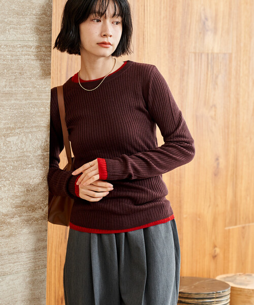 ウォッシャブル クルーネックニット/洗えるニット（ニット/セーター