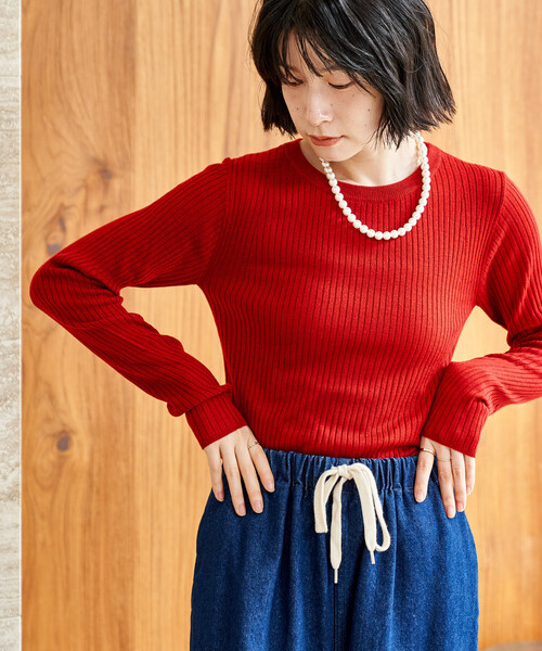 ウォッシャブル クルーネックニット/洗えるニット（ニット/セーター