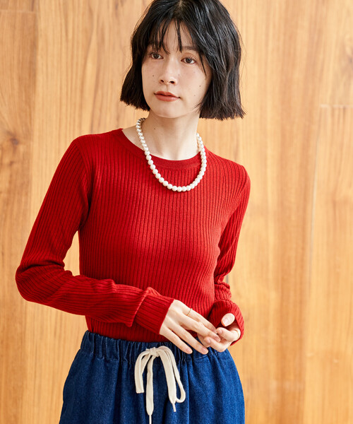 ウォッシャブル クルーネックニット/洗えるニット（ニット/セーター